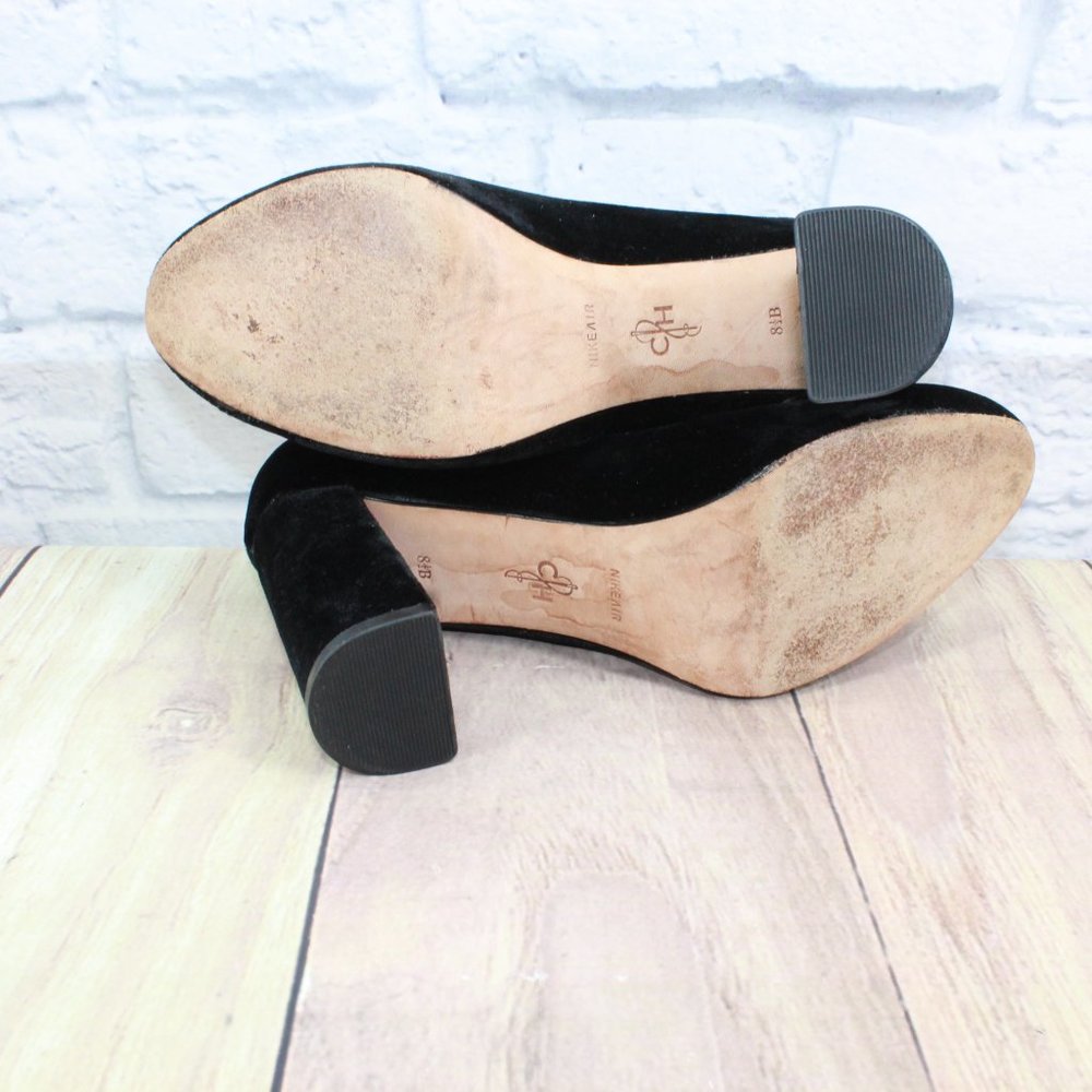 COLE HAAN Black Velvet Slip on Air Soles Block Heel Shoes Size 8.5 B - Picture 11 of 11